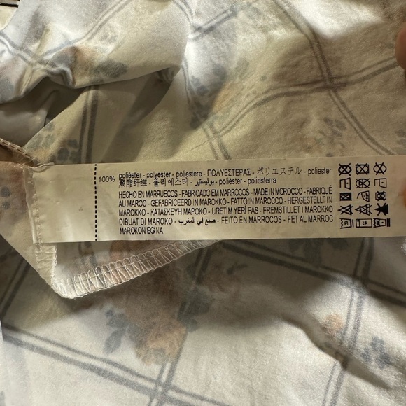 Zara Womens Floral Midi Dress M White Ruffle Collar Cottagecore Boho Peasant - Picture 9 of 10